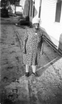 Callie Moore beside hotel (click for larger image)
